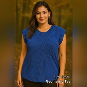 Blue Geometric Burnout Tee